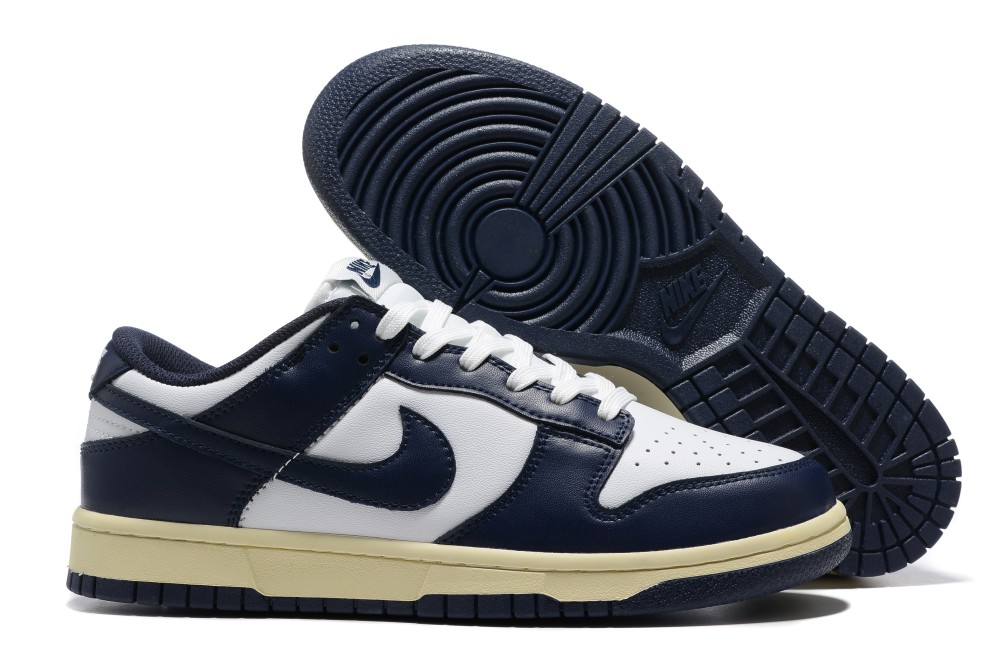 Women's Dunk Low Navy White Shoes 188 Women's Dunk Low Navy White Shoes 188